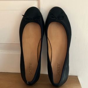 J Crew leather ballet flats black